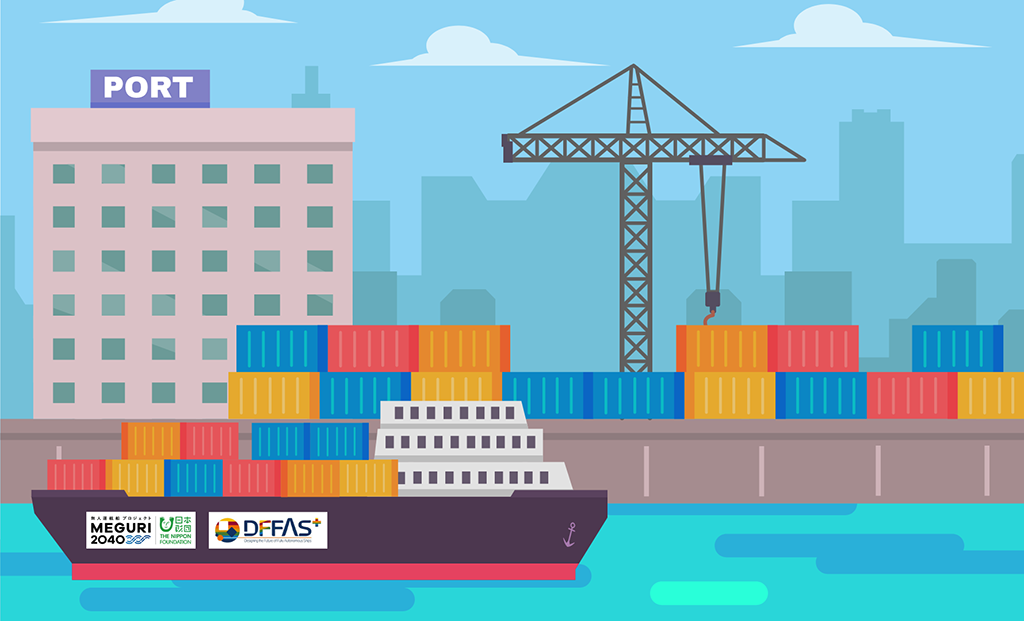 画像：MEGURI2040無地運航船プロジェクトで開発する新造コンテナ船のイメージ