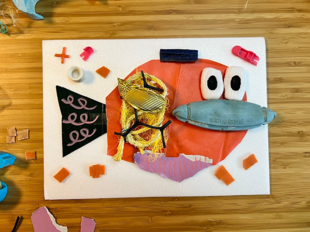 しばたさんが作った魚をモチーフにした海洋ごみアート作品