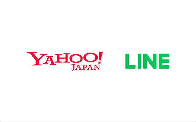 左：ヤフー株式会社のロゴ、右：LINE株式会社のロゴ