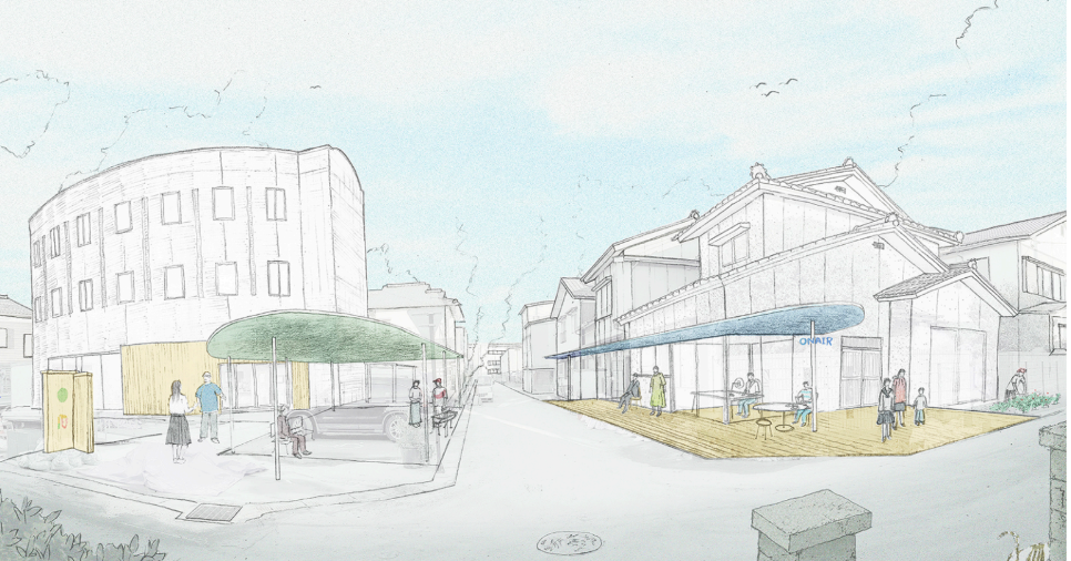 画像：コミュニティBASEうるしはら（仮称）のイメージイラスト